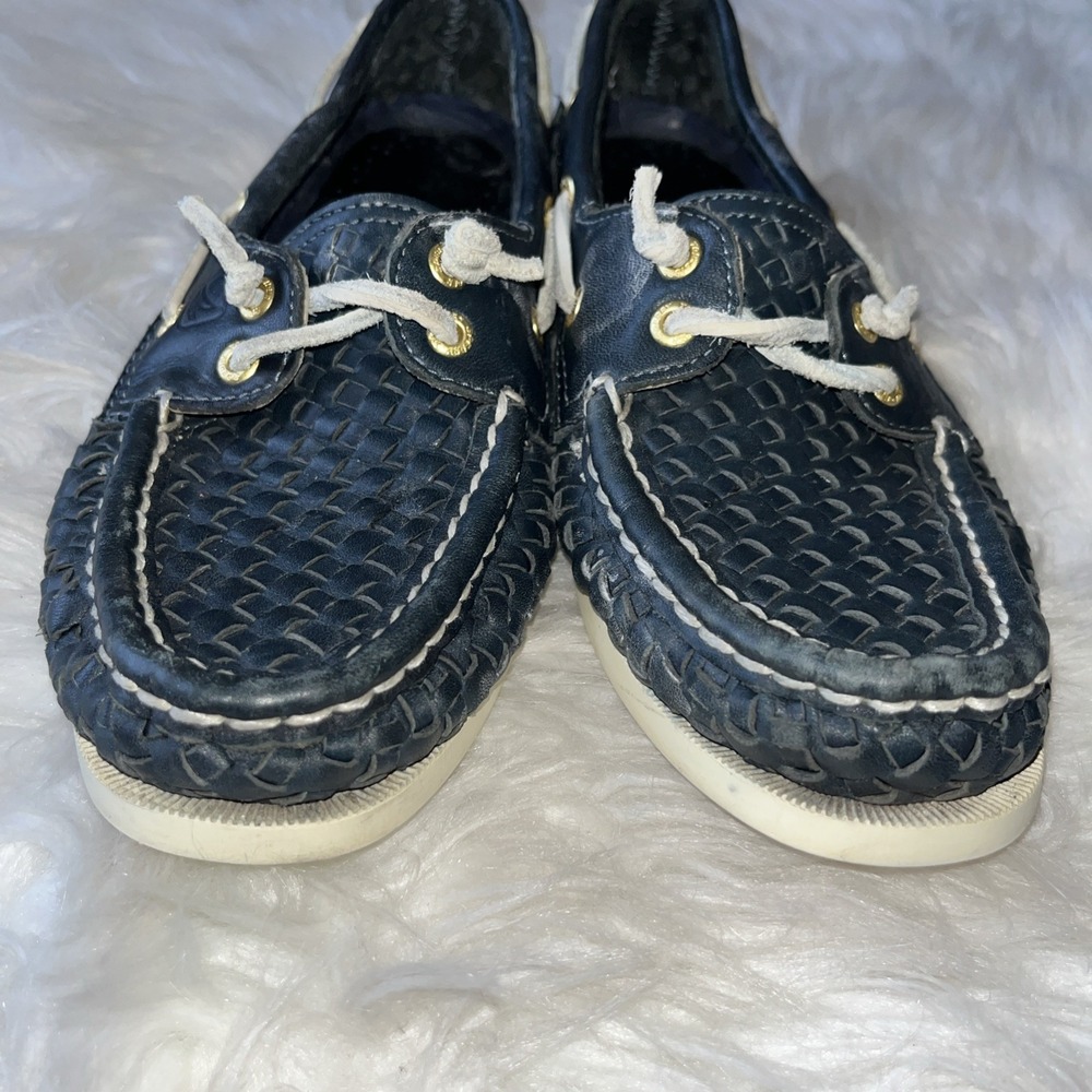 Sperry Top-Sider Blue White Leather Comfort Boat Shoes Women's Size 6.5M - Picture 11 of 14